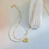 Bow pendant stacked pearl necklace, elegant and high-end pearl string necklace Specification image